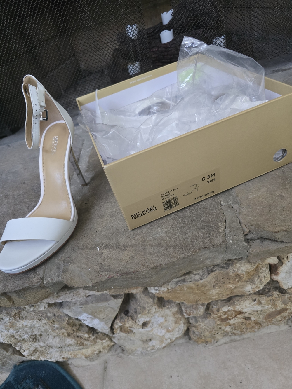 Michael Kors White Ankle-Strap Stiletto Sandals